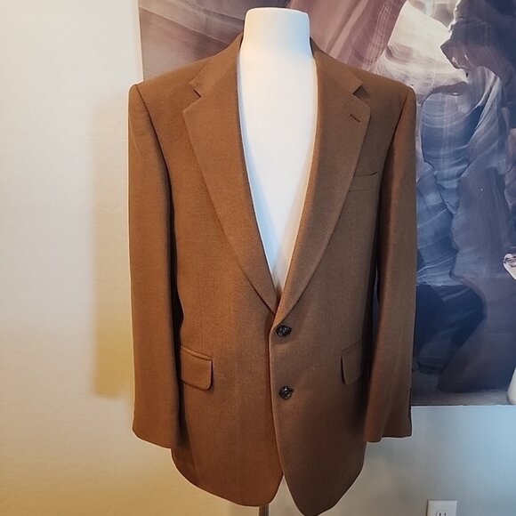 Options By Stafford Camel Hair Blazer 44L Brown Men's Suit Jacket - Picture 1 of 9